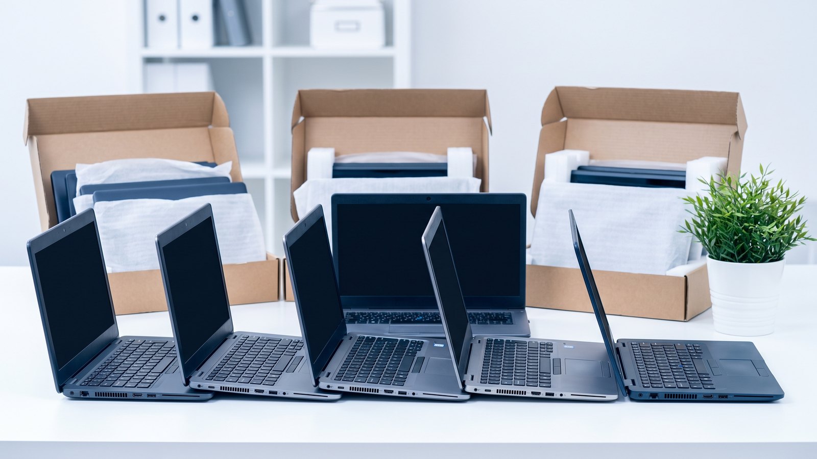 Refurbished laptops boxed and ready to be given to digitally-excluded Londoners